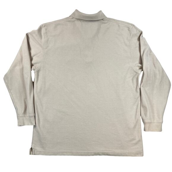 Brooks Brothers Long Sleeve Pique Knit Polo Men's L Performance Knit Cream Ivory - Picture 2 of 7